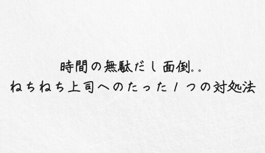 時間の無駄だし面倒..ねちねち上司へのたった１つの対処法｜実体験